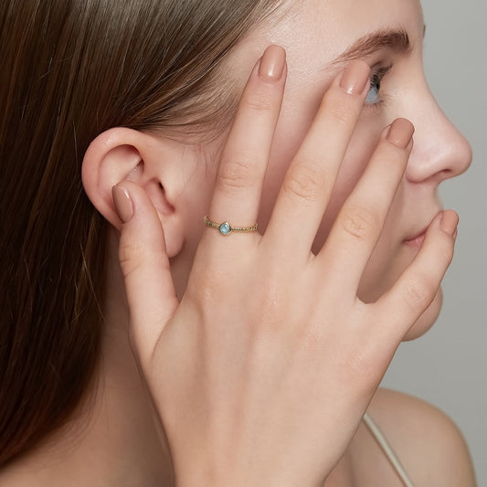 Aqua Teardrop Ring